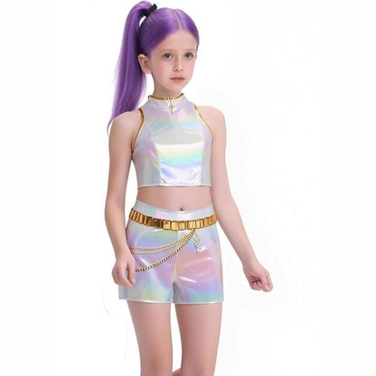 Pearl White Kids Halloween Role Playing Costume Adorable Demon Cosplay Cute Stage Outfit